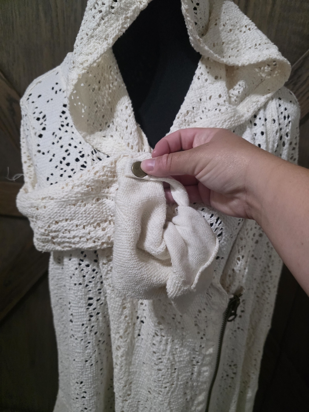 Free People Cream Crochet Hooded Cardigan - Picture 3 of 6